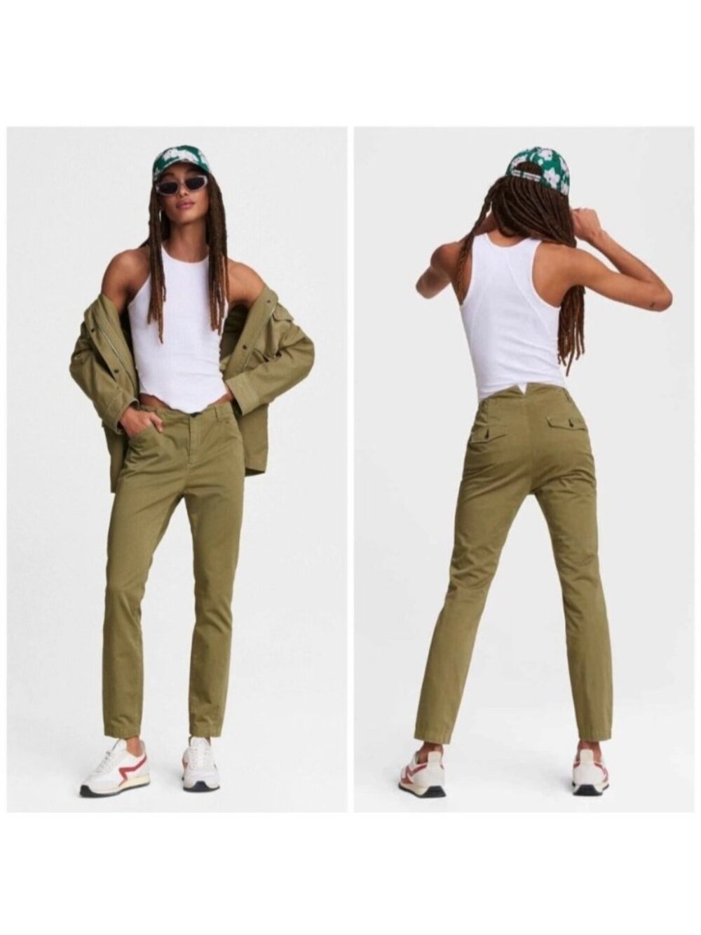 Rag & Bone Field Chino Pants Moss Green High-Rise Cotton Lightweight Utility 27